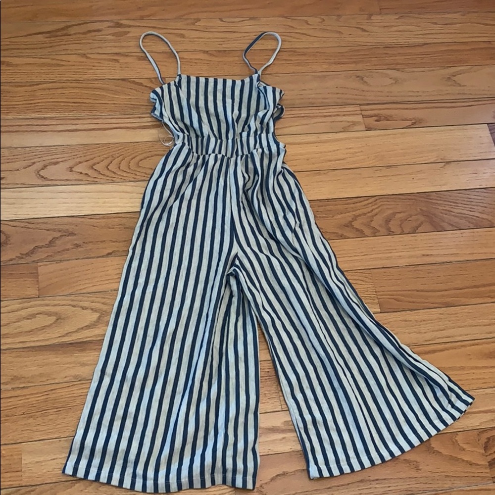 Navy striped jumpsuit